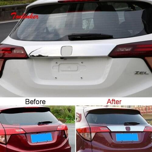 Tonlinker Exterior Backdoor Logo position Cover Stickers for HONDA VEZEL HRV 2014-19 Car Styling 1 PCS ABS Chrome Cover sticker
