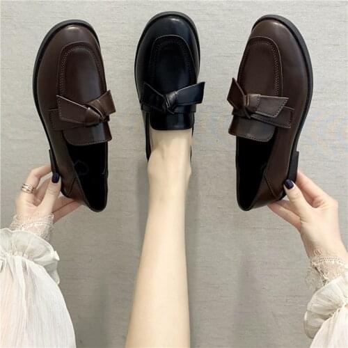 COOTELILI Women Shoes For Woman Flats Round Toe New Fashion Shoes 2cm Heel Flats Women Slip On Black Brown Casual Basic 35-40