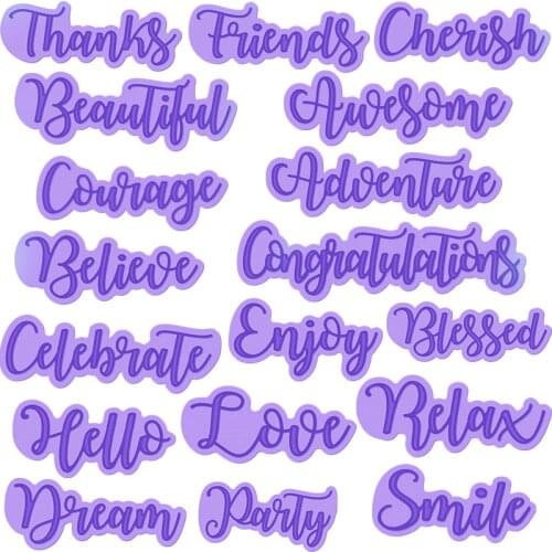 Stacking Words Party Love Hello Beautiful Metal Cutting Dies for DIY Scrapbooking Embossing Paper Cards Making Crafts New 2019