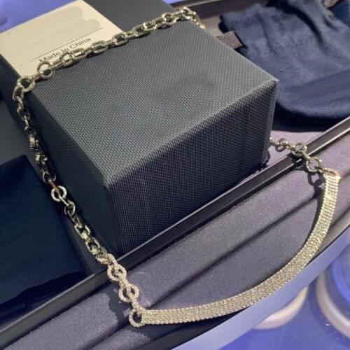 UMGODLY Fashion Necklace Silver Color Square Single Inlaid Pendant Sides Zirconia Stones Women Jewelry