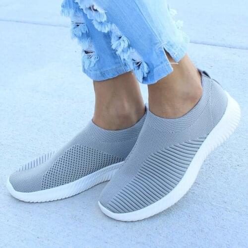 Plus Size Shoes Women Casual Knitting Sock Sneakers Stretch Flat Ladies Slip On Shoes Female Leisure Flats Fashion Espadrilles