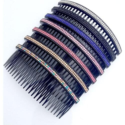 Xiwstar 5Pcs Womens 24 Teeth Hair Comb Pin Clip Double Rows Rhinestones Bridal Wedding Hair Side Combs Hair Accessories