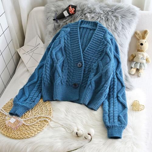 2020 Winter New Thicken Knitted Women Sweater Cardigan Solid Warm Short Empire Female Outwear Coats Tops