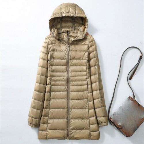 Winter Women 90% Ultra Light Long Down Jacket White Duck Down Hooded Jacket Long Sleeve Warm Coat Parka Female Portable Outwear