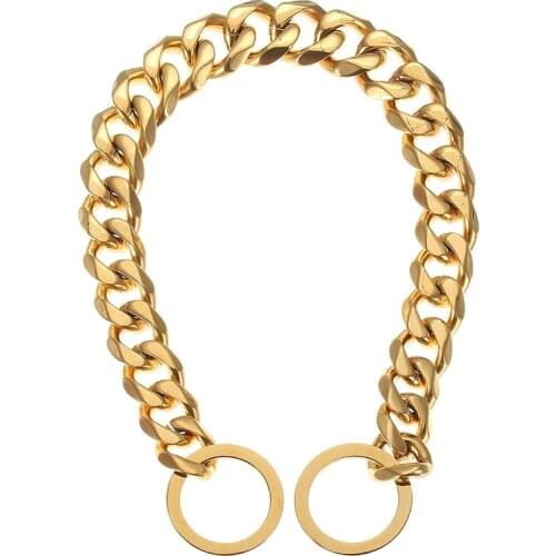 15mm Wide Gold Stainless Steel Metal Training Collars for Large Dogs French Bulldog Pitbull Dachshund Safety Pet Dog Choke Chain