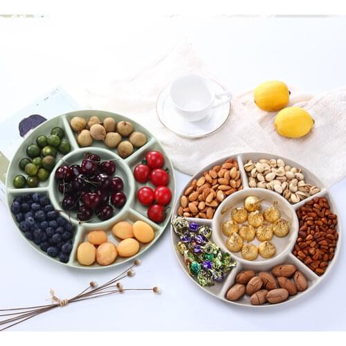 1 pc 6-Compartment Food Storage Tray Dried Fruit Snack Plate Appetizer Serving Platter for Party Candy Pastry Nuts Dish