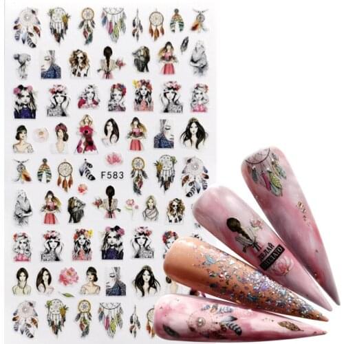 YZWLE 1 PC Flower / Dream Chaser Designs 3D Adhesive Sliders Wraps Tips Charm Art Manicure Decorations