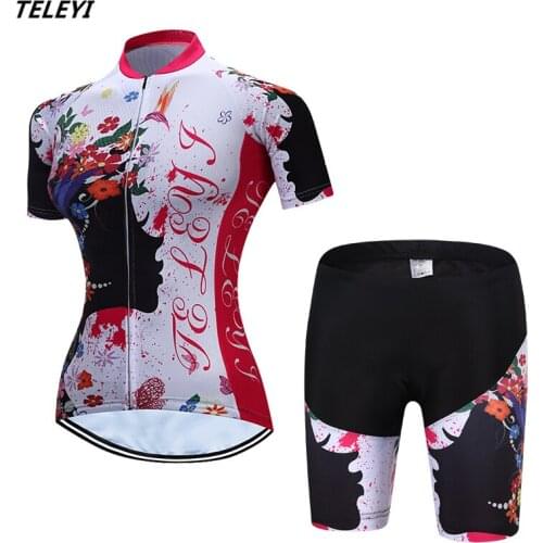 2017 TELEYI Cycling Clothing Set Bike Jersey women cycling jersey short sleeve mtb summer outdoor roupa Ciclismo with Bib short