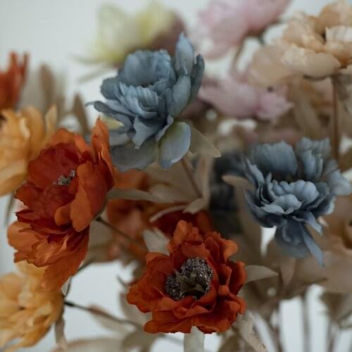 3 flower heads hibiscus peony artificial silk flower wedding party home decoration fake flower