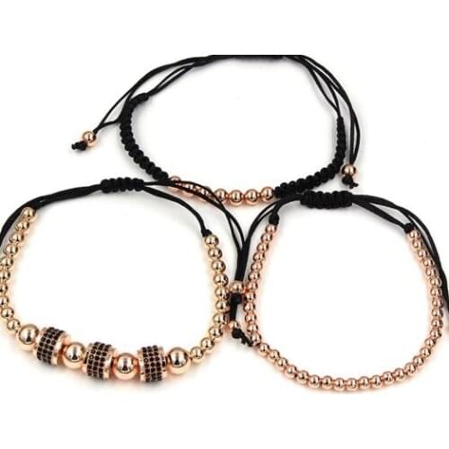 4mm 3PCS/Lot ut6u3 gold silver Copper cz zircon cubic zirconia elastic ball bead men women Macrame Charm Bracelet Bangles