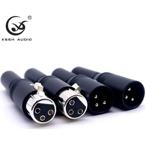 4pieces/8pieces Hi-end XSSH YIVO Audio Black Metal 62% Copper plated Silver 3 pins XLR balance plug Jack connector
