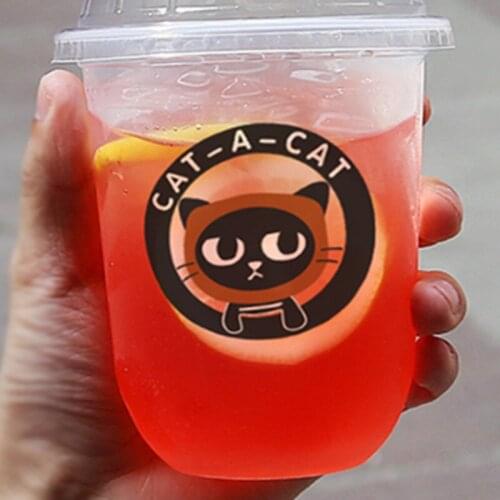 50pcs High quality U shape cute disposable cups 500ml 700ml creative birthday party favors cold hot dirnk plastic cups with lid