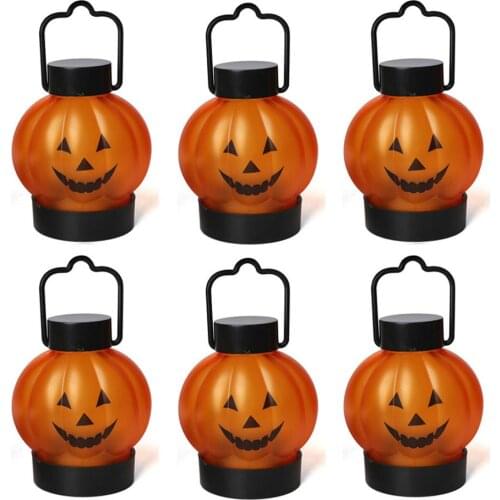 6PCS Happy Halloween Pumpkin Ghost LED Lantern Halloween Decoration Prop Creative Bar Party Light Pumpkin Ghost LED Lamp Prop