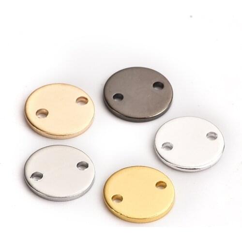 8 * 0.8mm Double Hole Glossy Copper Disc DIY Handmade Jewelry Necklace Earring Pendant Accessories