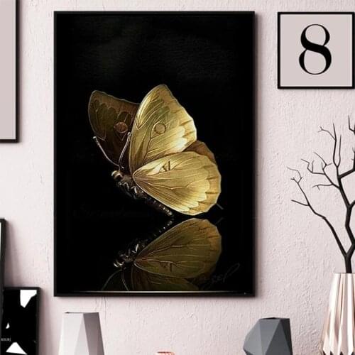 Abstract Golden Butterfly Wall Art Canvas Abstract Painting Posters and Art Prints Wall Pictures for Living Room Home Decoracion