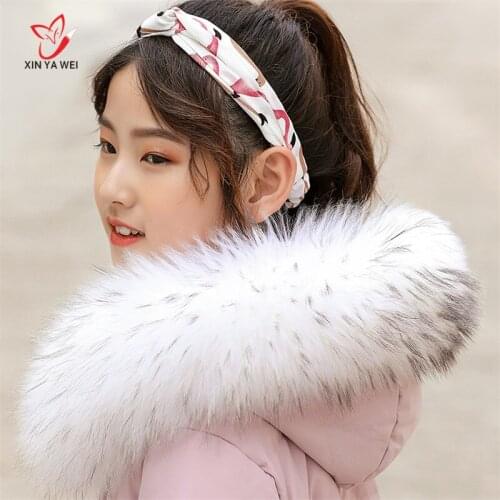 Promotion sale children girls fur coat fur collar russia real fur colla women down jacket raccoon fur hood trim fashion scarfs