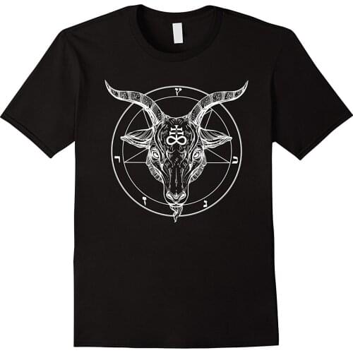 Pentagram Baphomet Satanist Goat T-Shirt. Summer Cotton O-Neck Short Sleeve Mens T Shirt New S-3XL