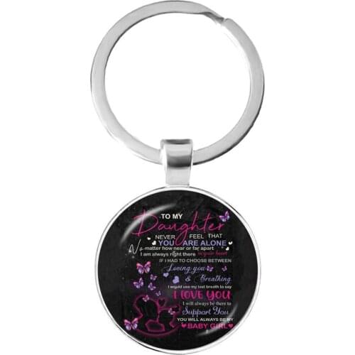 New Fathers Day Gift Keychain Jewelry Never Feel That You Are Alone Inspirational Quote Love Mom Love Dad Key Chain