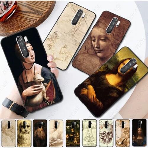Leonardo Da Vinci Mona Lisa Manuscript Phone Cover for redmi note8pro note7 note5 note6pro 8T 8A 7A 9A note9s note9pro K20 Case
