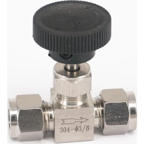 Fit 3/8" OD Tube 304 Stainless Steel Shut Off Flow Control Needle Valve Compression Fitting 6.4 Mpa
