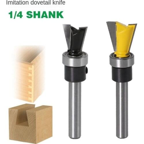 1/2PCS 1/4 Inch Shank 14 Deg Dovetail Milling Cutter With Bearing Engraving Machine Dovetail Wood Router Bit Woodworking Tools