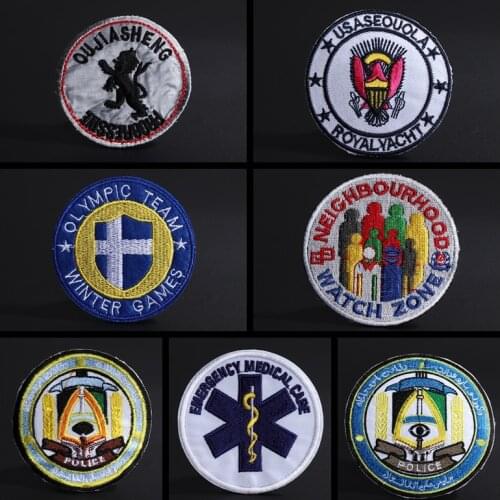 Personality Embroidery Round Clothes Patches Rock Jacket Bag Badge Stickers Fashion DIY Decoration Logo