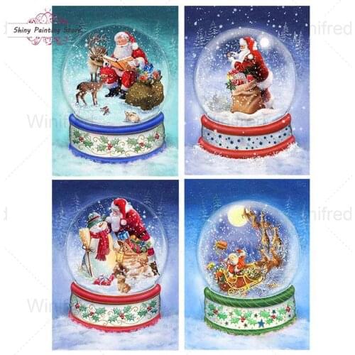 DIY Diamond Painting Cartoon Christmas Gift Santa Claus Elk Diamond Mosaic Snowflake Crystal Ball Picture Diamond Embroidery Kit