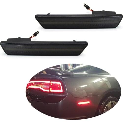 Smoked Lens Red Full Rear Side Marker Light Kit for Dodge 2008-14 Challenger Powered by 36 LED Diodes