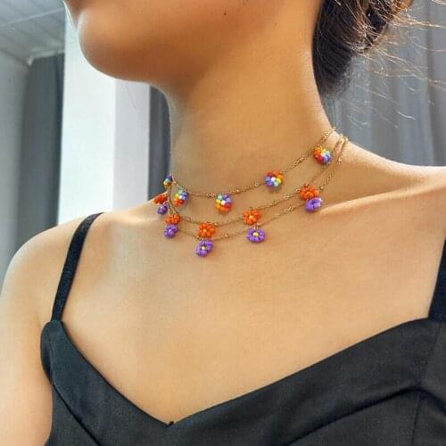 Korean Daisy Flower Choker Necklace For Women Gold Color Clavicle Chain Short Necklace Fashion Jewelry 2021 Bead Collar
