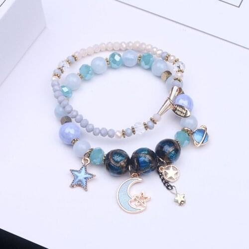 Korean version of the new star and moon beaded bracelet for women dancing girl female 2 piece set student multi-element handmade