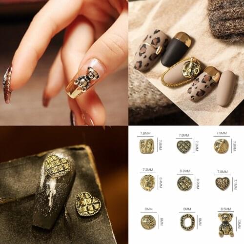 5pcs Retro Ornament Metal Strip 3D Nail Decorations Alloy Nail Accessories Vintage Manicure Japanese Style DIY for Nails Design