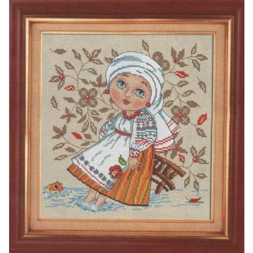 Fashion Embroidery Girl by the River Cross Stitch Patterns Home Sweet Home with 100% Cotton Floss & Free Shipping for Wall Decor