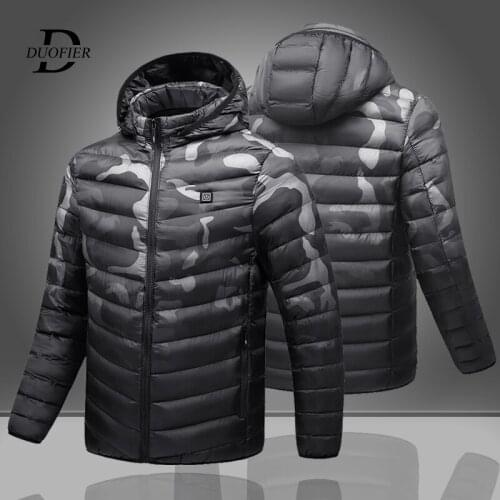 Mens Hooded Heating Parkas Jackets USB Safe Smart Heated Constant Temperature Parka Coat Male High Quality Clothing 2021 New