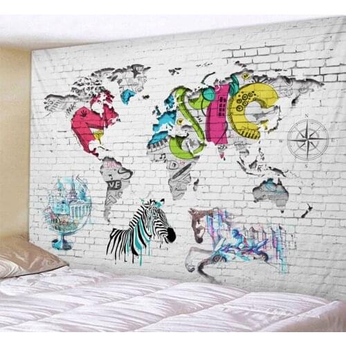 Map Wall Tapestry Glowing Psychedelic Wall Hanging Color block Tapestry Boho Home Decor Art Wall Cloth Fabric Large Size