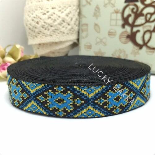 HOT!!2015 NEW ribbon wholesale 3/4"(20mmx15yard/sets) 100% polyester Woven Jacquard ribbon Geometric series BULE lace