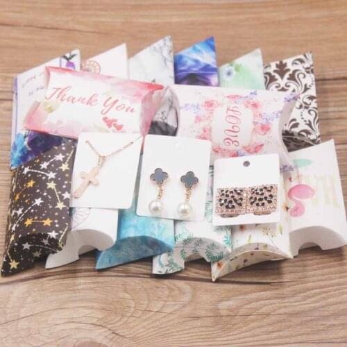 New arrival 24pcs/lot 2*5.5*8cm Pillow box with 5*4cm inner card Necklace&Earring Display&Packaging Box Wedding Gift box