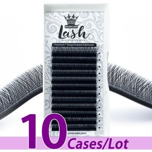 10case/lot New design Y-Shape matte material supure soft synthetic false eyelash hot selling C D curl Y shape eyelash extension
