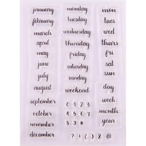 Months Letters Clear Transparent Stamp Seal For DIY Scrapbooking Rubber Stamp Card Making Album Decoroation Crafts
