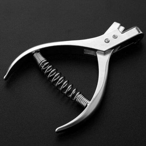 Handheld Stainless Steel Slot DIY Hand Tools Puncher ID Card Photo Badge Hole Label Punching Tool for Leather Craft Punches