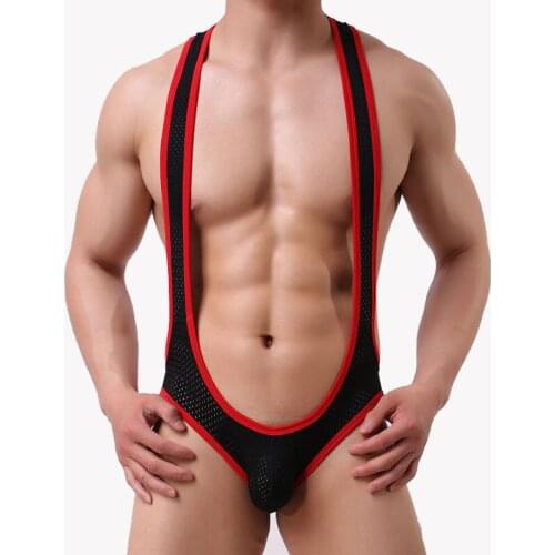 Sexy Mens Undershirts Jumpsuits Wrestling Singlets Leotard Underwear Backless Bodysuits Male Gay Briefs