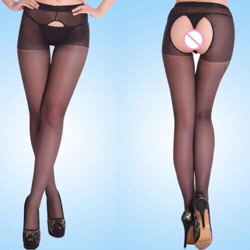 Sexy black femme tights open crotch tights women thin solid sexy crotchless pantyhose