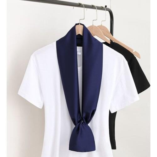 Korean Women Narrow Long Silk Scarf Summer Knotted Air Conditioned Room Protect Cervical Spine Double Layer Rayon Shawl Q28