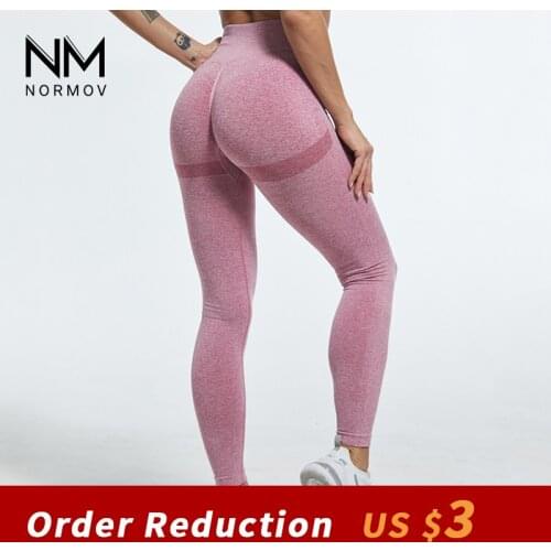 NORMOV Sexy Seamless Leggings Women Slim High Waist Squat Proof Fitness Bubble Butt Legging Push Up Gym Sport Workout Leggins