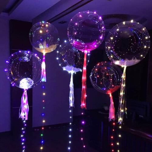 Glow in The Dark Led Balloon Colorful Transparent Round Bubble Balloons Toys Gift For Party New Year Kids Birthday Gifts