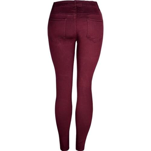 2021 Sexy Ripped Hole Cut Hollow Color Pants Jeans Women