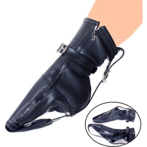 Female Fetish Foot Bondage Restraint Foot Booties Sex Bondage Kit Soft PU Leather Feet Restraint Socks Booties Adults Sex Toys