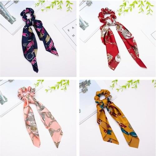 Women Headwear Turban DIY Bow Streamers Hair Scrunchies Ribbon Hair Ties Horsetail Ties Head Wrap Hair Accessories