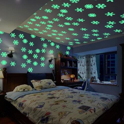 1 Set Wall Sticker Eye-catching Waterproof Not Easy Fall Off Removable PP Snowflake Shaped Fluorescent Sticker for Home