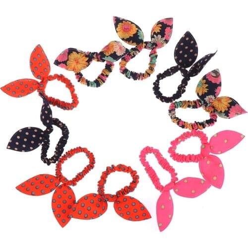 10Pcs Girls hair band mix styles bowknot rabbit ears elastic hair ropes happy