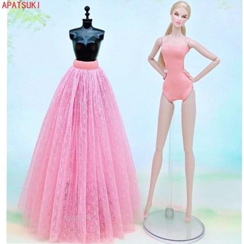2pcs/set Pink Bikini Set For Barbie Doll Clothes Swimwear One-Piece Monokini Swimsuit & Skirt Dress 1/6 Dolls Accessories Toys